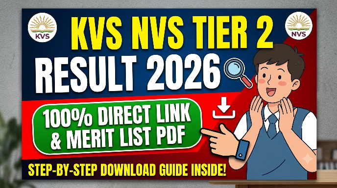 KVS NVS Tier 2 Exam Result 2026 Merit List PDF Download