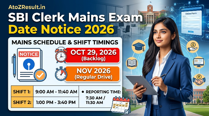 SBI Clerk Mains Exam Date Notice 2026 Shift Timings Schedule