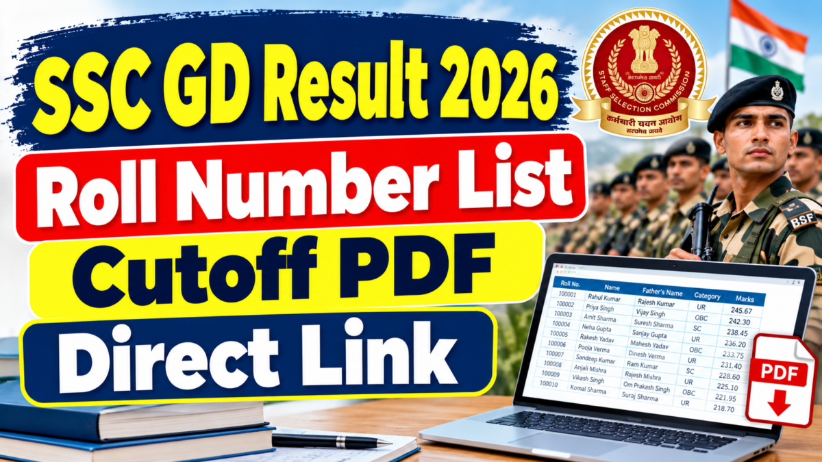 SSC GD Result 2026 Roll Number List Cutoff PDF Direct Link